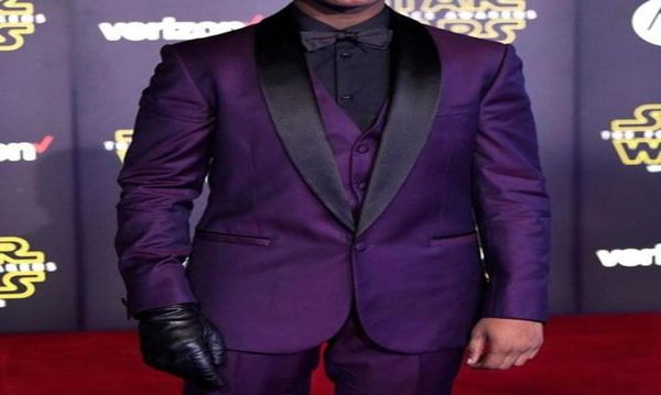 

new popular purple men wedding tuxedos black shawl lapel one button groom tuxedos excellent men dinnerdarty suitjacketpantstie8176609, Black;gray