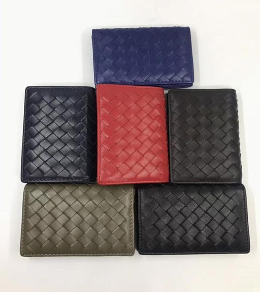 

new arrival company festival fashion gift handmade genuine leather mini card holder bifold card case lovers wallet 6 colors gift b5938259, Brown;gray