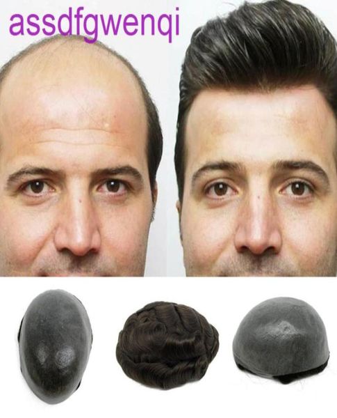 

thin skin base human hair mens wigs skins hair replacement mens toupee96180295613849, Black