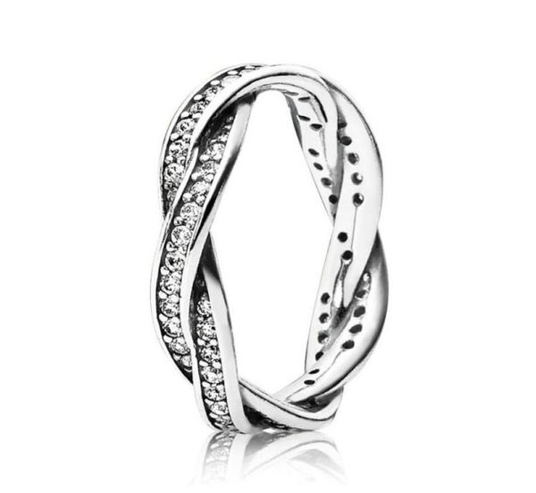 

100 925 sterling silver sparkling ed lines ring original box for pandora 18k rose gold cz diamond luxury designer women ring8264136, Slivery;golden