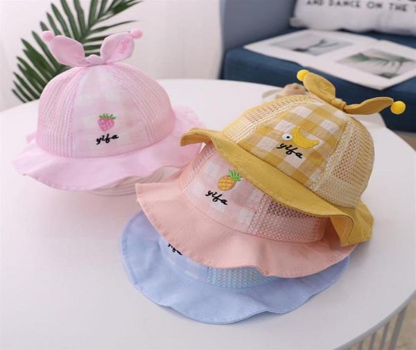 

caps hats soft baby sun hat with ears cute cartoon girls boys bucket summer brim kids children panama beach bonnet293l2563195, Yellow
