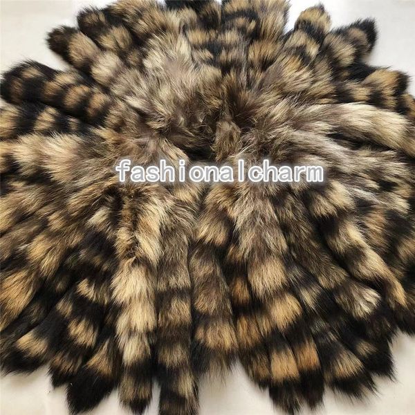 

50pcs/lot 100% real american raccoon fur tail keychain bag charm cosplay toy pendant tassels, Silver