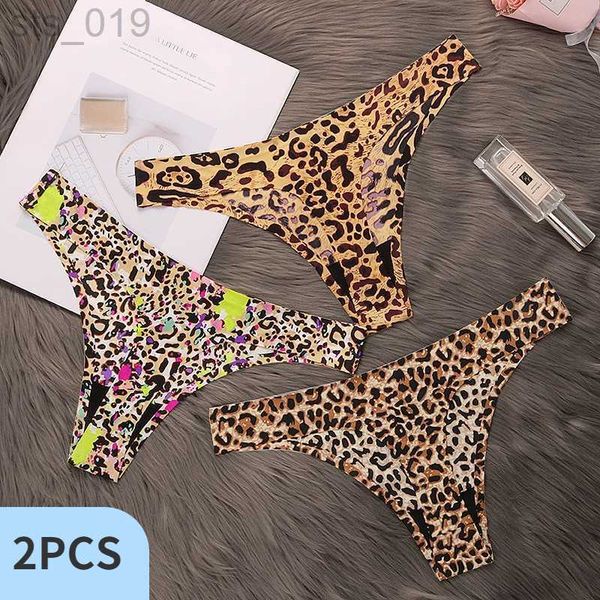 

briefs panties 2pcs/set women's panties leopard print women's thongs female underwear ladies lingerie 2pcs tanga seamless g-string, Red;black