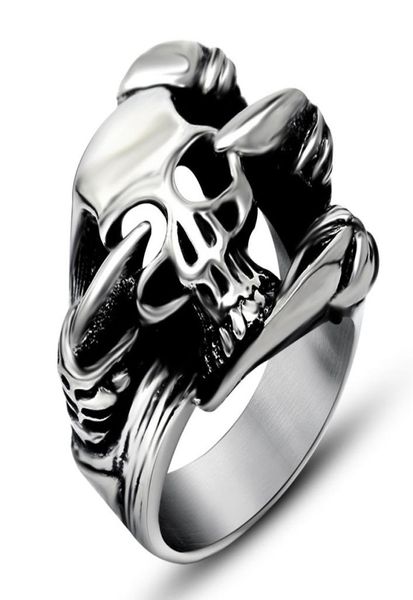 

antique hip hop ghost claw skull wolf dragon head devil ring domineering punk magic rock rings retro stainless steel men039s je5617953, Golden;silver