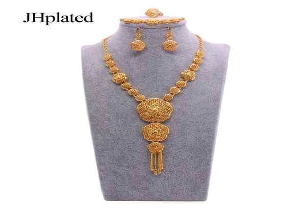 

african dubai 24k gold plated filled bridal jewelry sets wedding gifts jewellery necklace earrings ring bracelet set for women 9134119, Silver