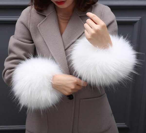 

cufflike fur glove windproof cuff sleeve bracelet like hair cute wrist sleeve winter women9765042, Blue;gray