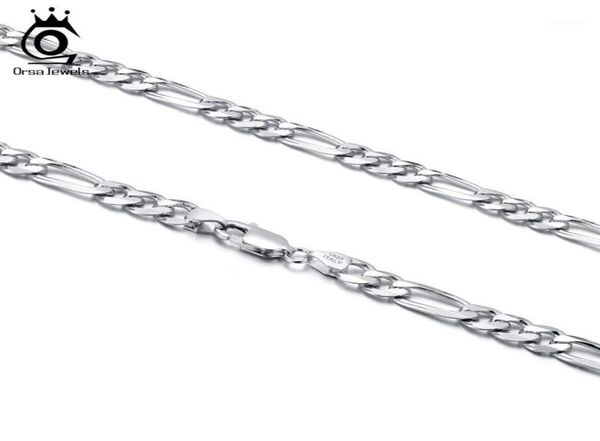 

chains orsa jewels trendy man woman figaro chain necklace 5mm diamondcut 925 silver jewelry party gift whole osc3417061085