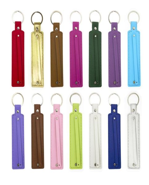

wholes 10pcs pu leather key chain with 8mm small belt can through 8mm slide charm letters 1861680, Blue;slivery