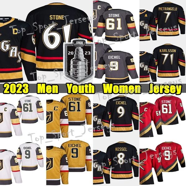 

stanley cup champions 9 jack eichel jerseys final men hockey 7 alex pietrangelo 71 william karlsson 61 mark stone jonathan marchessault grey, Black;red
