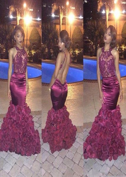 

romantic rose flowers burgundy mermaid prom dresses 2016 backless taffeta crystal lace prom dress lace sheath dance evening g2545133, Black