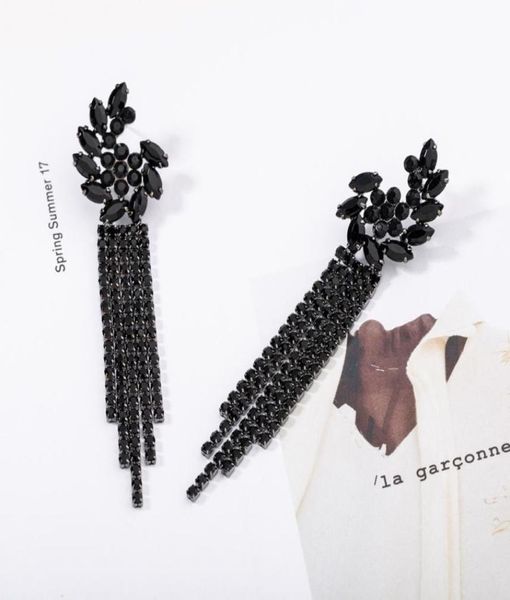 

fashionrhinestone tassel earrings for women flower crystal earrings for women luxury jewelry long dangle earring party gift e6044878982, Silver