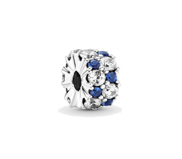 

fine jewelry authentic 925 sterling silver bead fit pandora charm bracelets clear blue sparkling clip charms safety chain pendan2527565, Bronze;silver