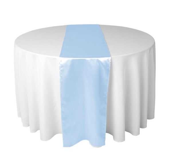 

30 x 275 cm light blue satin table runner for wedding reception or shower6709673