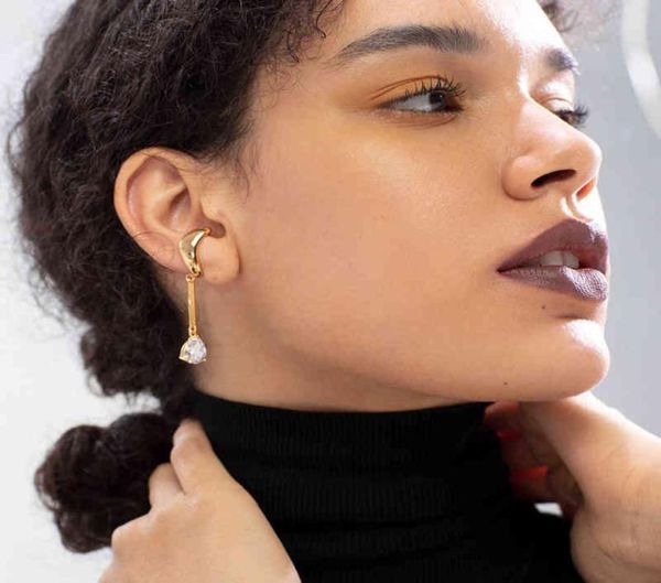 

enfashion asymmetric water droplets crystal ear cuff clip on earrings for women gold color earcuff earings fashion jewelry e1151 25774423, Golden