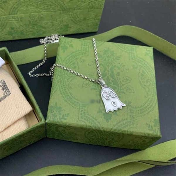 

2023 new designer jewelry bracelet necklace ring chaopai enamel ghost white glue dropping personalized classic versatile sweater, Silver
