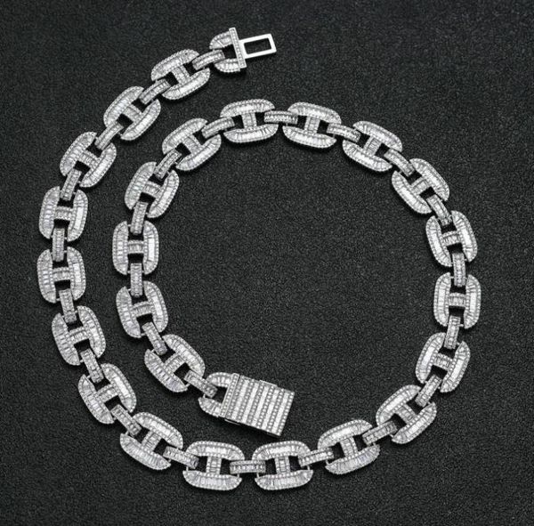 

miami 16mm big box clasp cuban link chain 2 colors iced out baguette zircon necklace mens hip hop jewelry h jllybv3271204, Silver