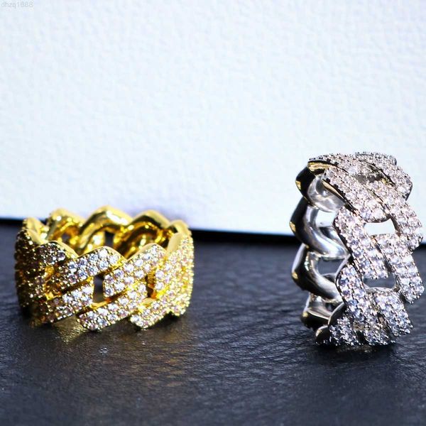 

2023 hip hop mens 925 sterling silver white gold plated vvs moissanite cuban ring