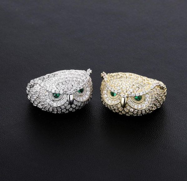 

iced out owl gold ring fashion silver mens stones rings hip hop jewelry3368332