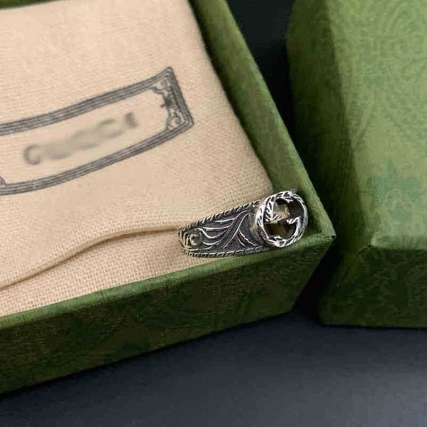 

designer jewelry bracelet necklace oxidized black electroplated pattern versatile classic ring high quality, Silver