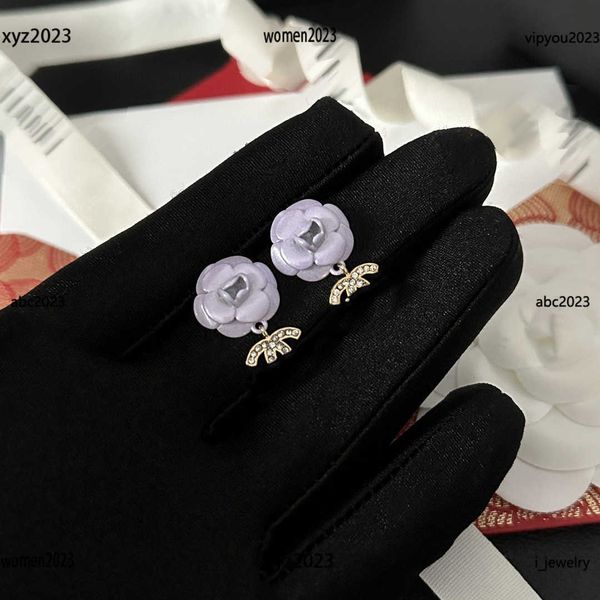

designer women's earrings white flower decoration jewelry logo shaped pendant dangle & chandelier #including brand box new arrival, Silver