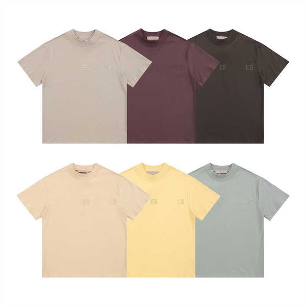 

2023 summer essent tshirt chest letter essentail tshirt trend print high street loose short sleeve casual t-shirt cotton men women, White;black