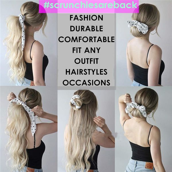 

fashion blogger designer jewelry spring summer new dot ribbon holder hair chiffon thin bow ribbon tassel large intestine ring wholesale fq38, Golden;silver