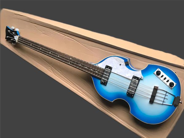 

rare mccartney hofner h5001-ct contemporary violin deluxe bass white blue burst electric guitar wh