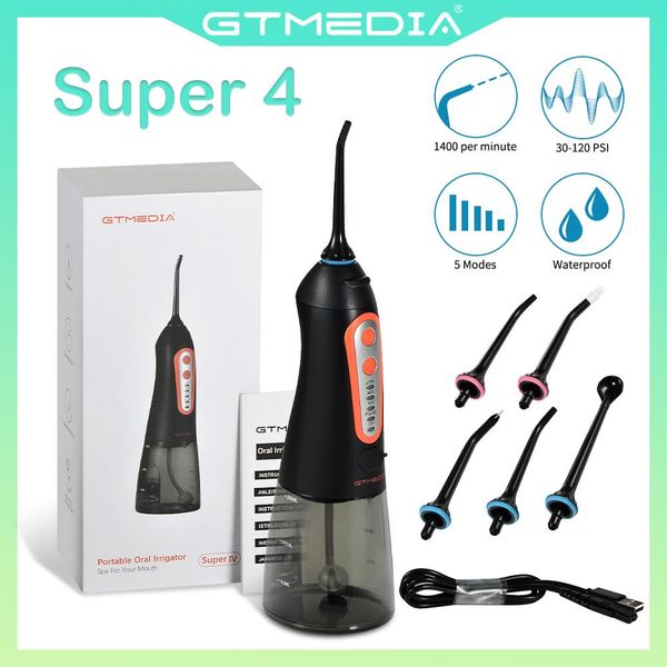 

toothbrush gtmedia super 4 oral dental irrigator portable dental usb rechargeable water jet 300ml water tank waterproof teeth cleane shock