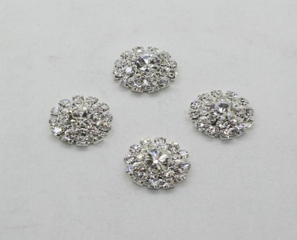 

50pcs 18mm round flower metal rhinestone button wedding hair decor embellishment crafting diy accessory5656477, Black