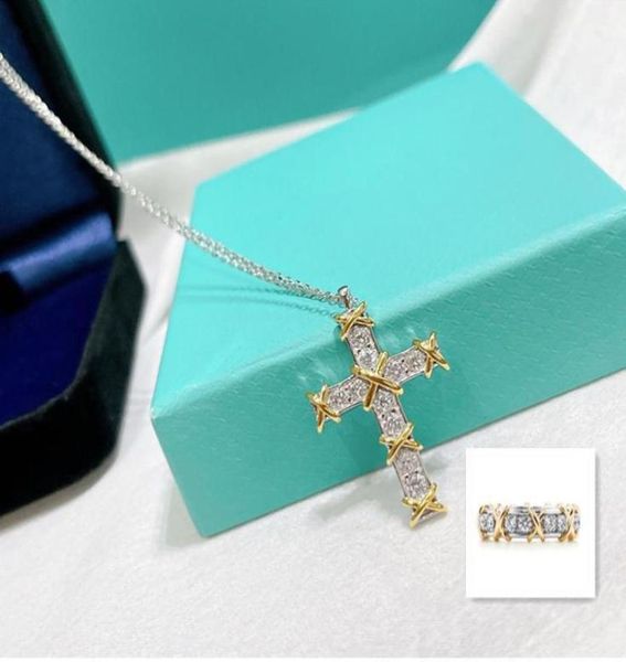

necklace bracelet cross diamonds hardware designer women men couple fashion wedding party valentine gold silver gift engaged sets 7742979