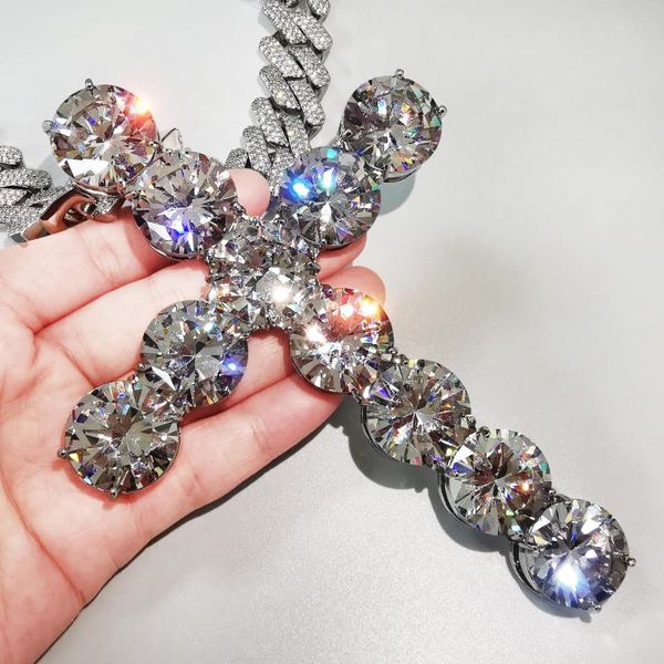 

pendant necklaces bling big cross hip hop jewelry for men women gifts, Silver
