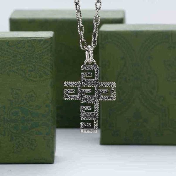 

20% off 2023 new designer jewelry bracelet necklace ring ancient family cross classic carved pattern square pendant twist versatile sweater, Silver