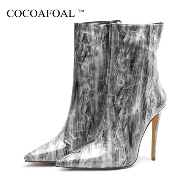 

cocoafoal winter vrouwen lakleer enkellars vrouw schoenen wees teen laarzen hoge hakken laarzen9186640, Black