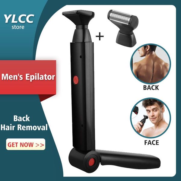 

epilator electric back shaver 2 in 1 facial hair trimmer razor rechargeable foldable handle back hair removal men body groomer shaving