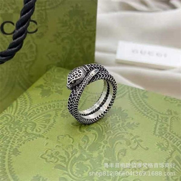 

20% off 2023 new designer jewelry bracelet necklace spirit snake winding 925 trend old punk couple ring, Silver
