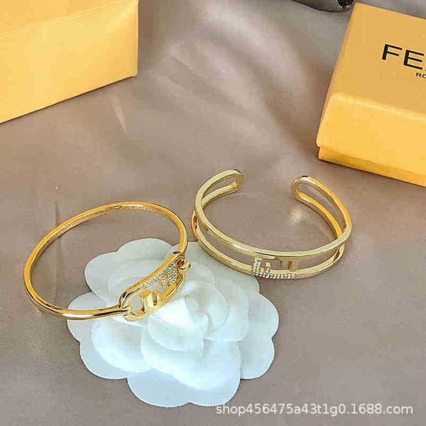 

2023 new designer jewelry bracelet necklace ring opening full diamonds personalized ins bracelet female simple net red same stylenew jewelle, Black