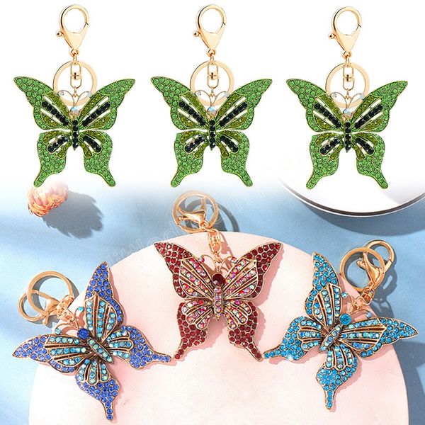 

fashion jewelry colorful crystal hollow butterfly metal european and american keychain pendant creative small gift bag pendant, Silver