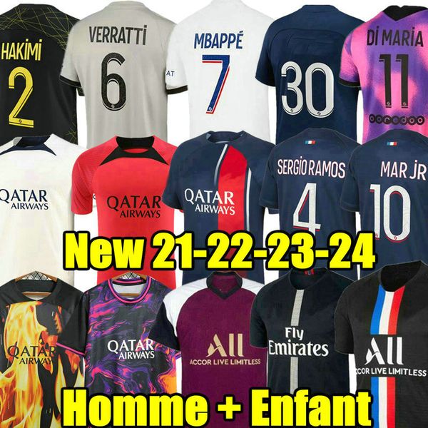 

hakimi 21 22 23 24 soccer jerseys 4th maillot de foot 2023 2024 mbappe shirt men kids hommes enfants verratti marquinhos kimpembe, Black;yellow