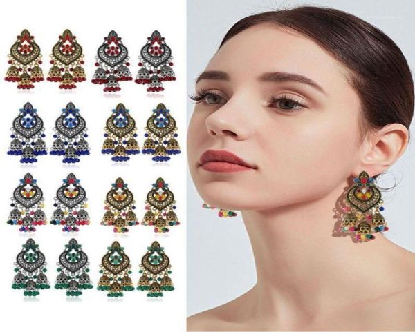 

dangle chandelier retro bollywood kundan jhumka jhumki drop earrings gypsy fashion jewelry17853176, Silver