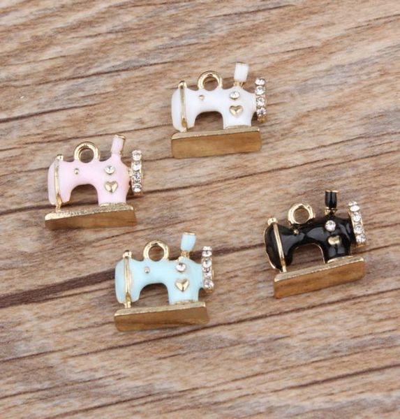 

50pcslot 14x16mm enamel sewing machine charms pendant 4 color good for bracelet charm craft supplies gold plated5489443, Bronze;silver