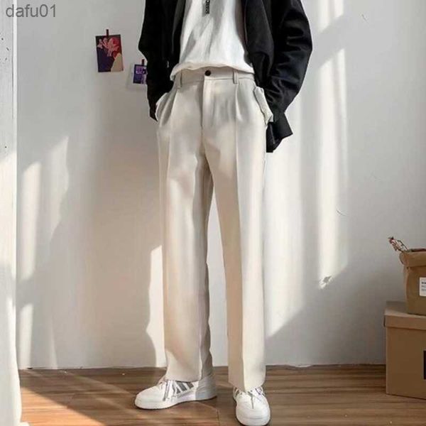 

men's pants summer thin casual pants men's fashion gray khaki black suit pants men korean loose straight-leg dress pants mens trou