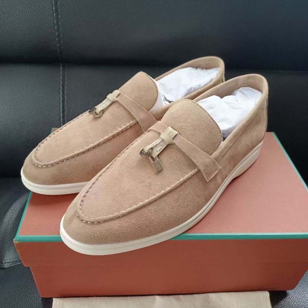 

lp leather loafers men shoes designer women casual dress shoe chamois leather flat shoes simple and comfortable big size 35-46 06, Black