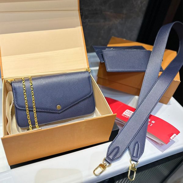 

luxury designer woman bag handbag women shoulder bags leather original box chain&leather strap messenger purse with card holder slot clutch