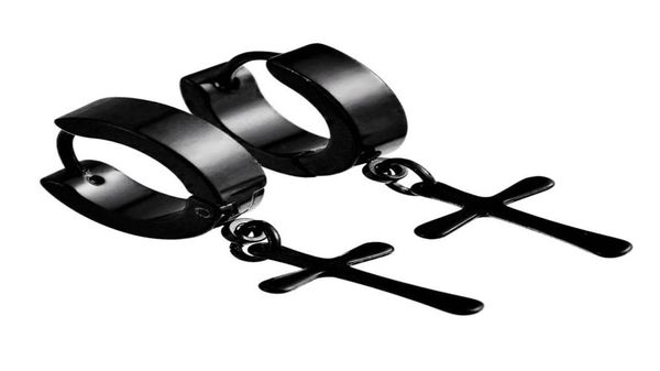 

round cross earrings for men stainless steel pendant stud earrings punk rock style male men earrings jewelry9591087, Silver