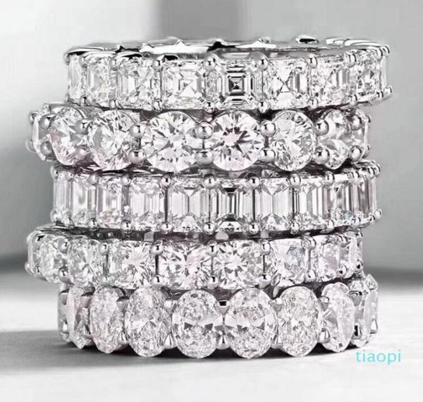 

choucong vintage fashion jewelry real 925 sterling silver princess white z cz diamond eternity women wedding engagement band r3135798, Slivery;golden