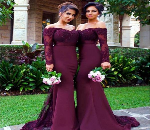 

bridesmaid dresses sweep train lace long sleeves purple country bridesmaid dress junior dresses off the shoulder wedding gue1667642, White;pink