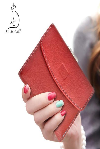 

beth cat new short genuine leather women wallet fashion female small wallet money bag lady mini card holder coin pocket purses y197687045, Red;black