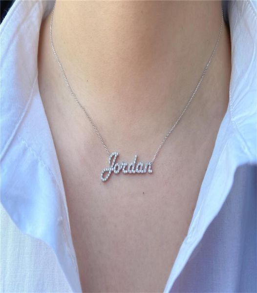 

custom diamond name necklace personalized stainless steel jewelry couple chain women choker pendant valentines day gift5037674, Silver