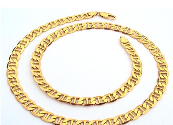 

whole thin 14k gold mens mariner link anchor chain real necklace 600mm 100 real gold not solid not money4824723, Silver