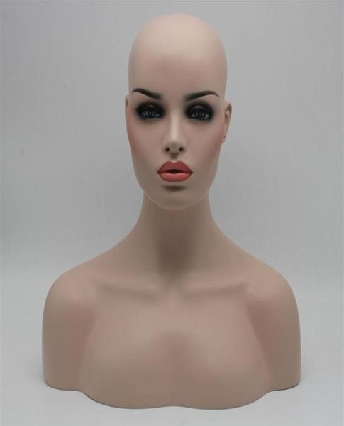 

light skin fiberglass female mannequin head bust for lace wig jewelry and hat display243u2433373, White